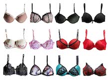 Grid of twelve assorted bras
