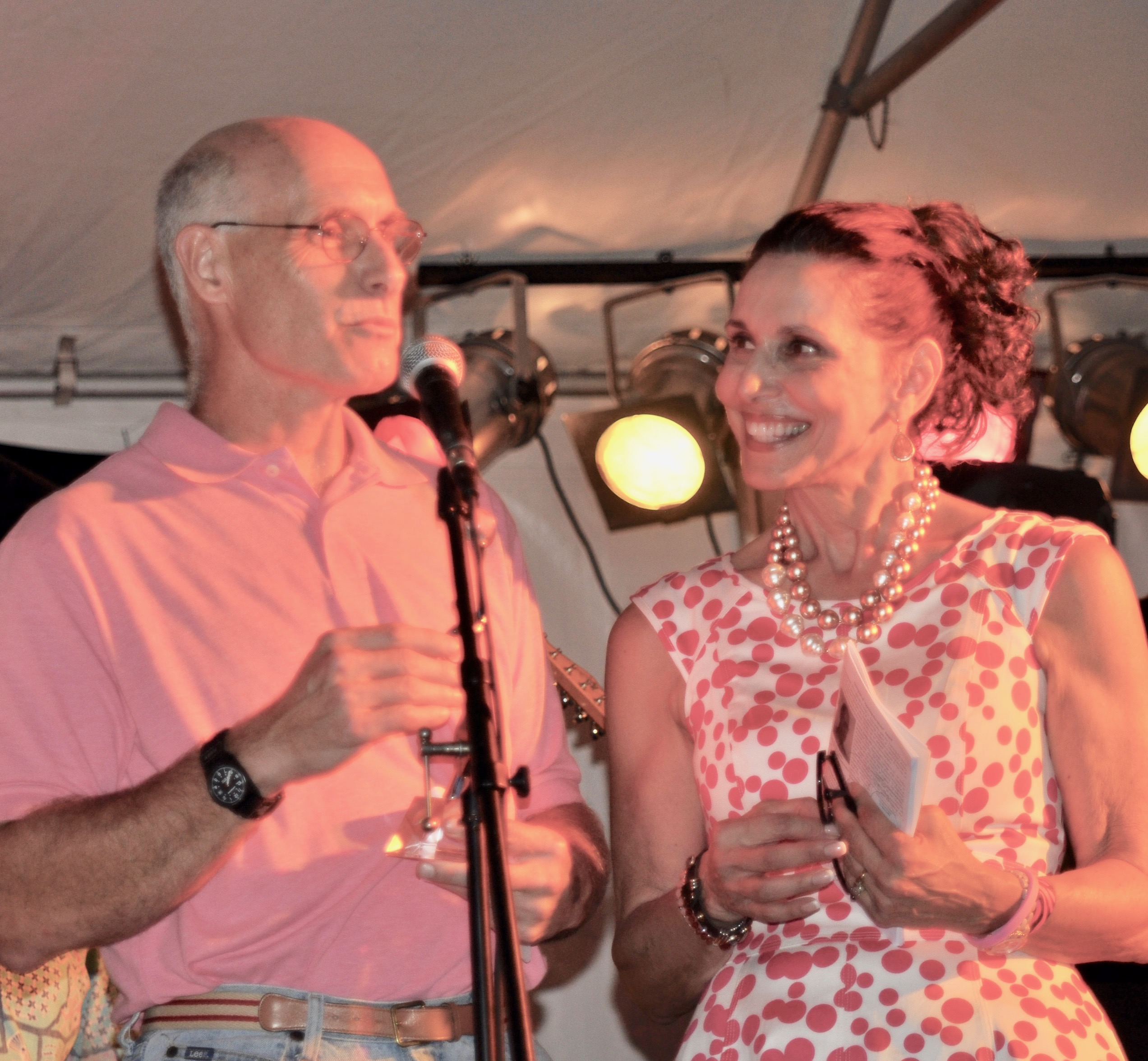 Dr. Gary Griffin and Dr. Nancy Cappello speaking together at a microphone